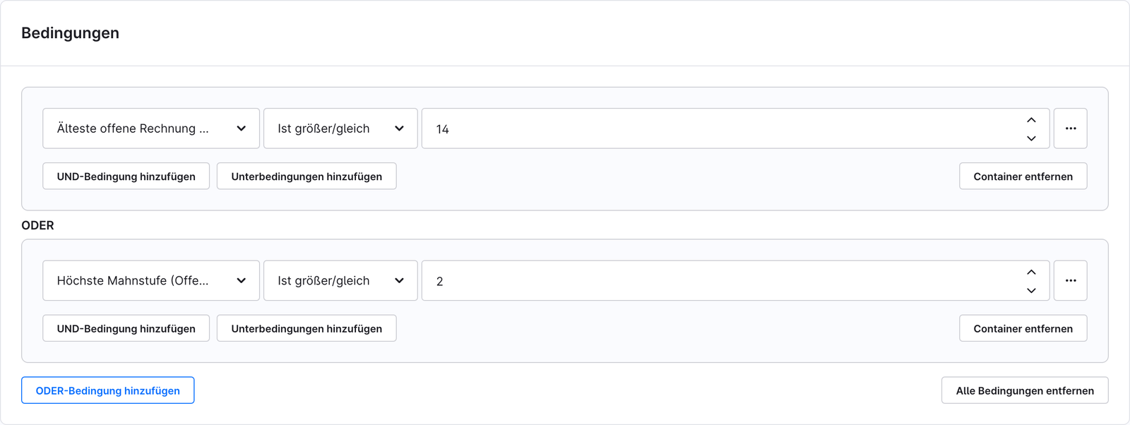 Rule-Builder-Bedingungen