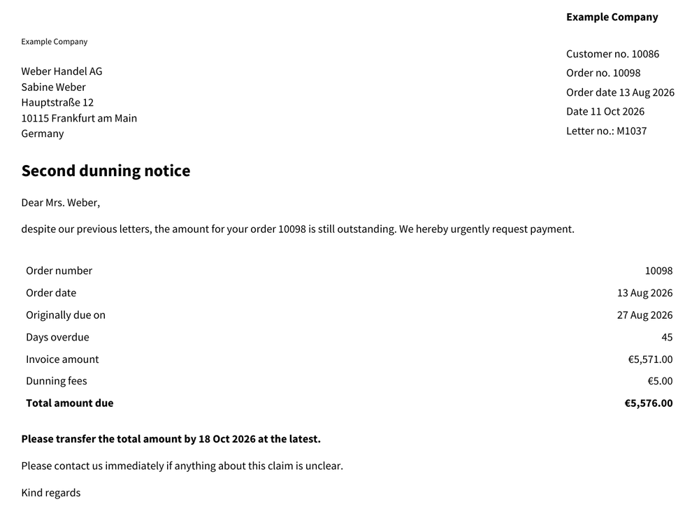List upominawczy PDF