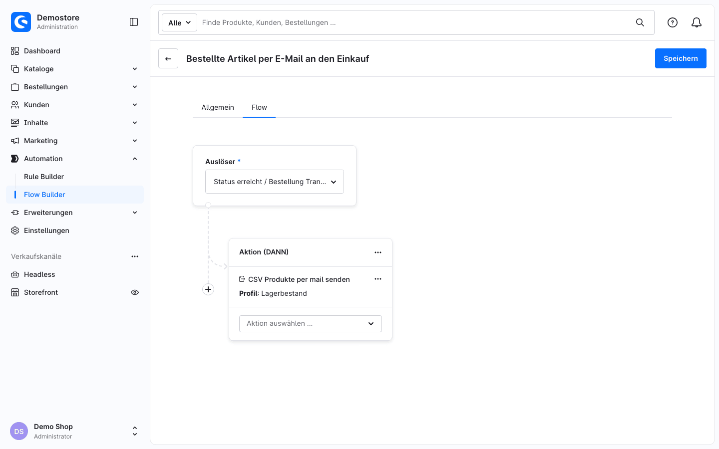 Flow mit E-Mail-Versand der bestellten Artikel