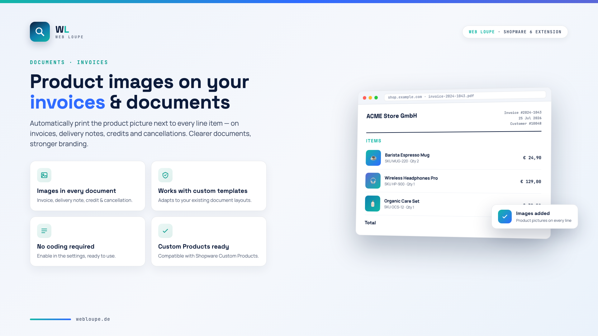 Product images on your invoices and documents