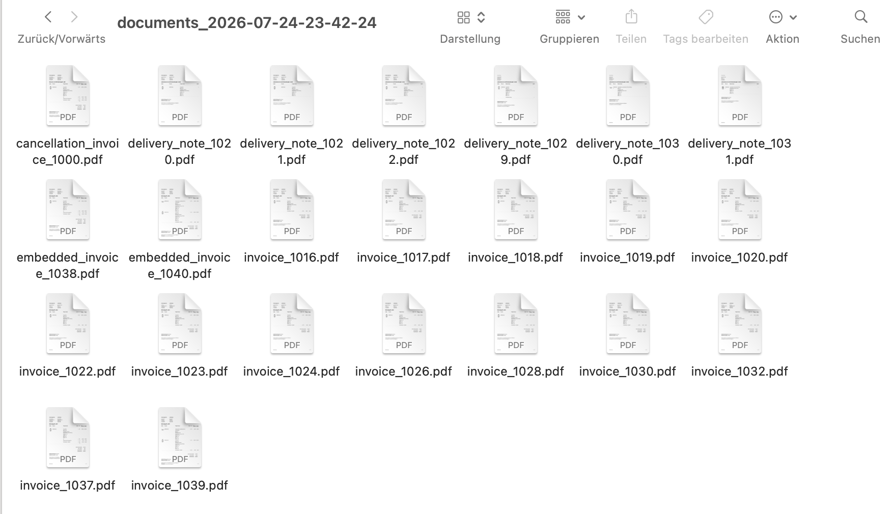 Contents of the ZIP archive