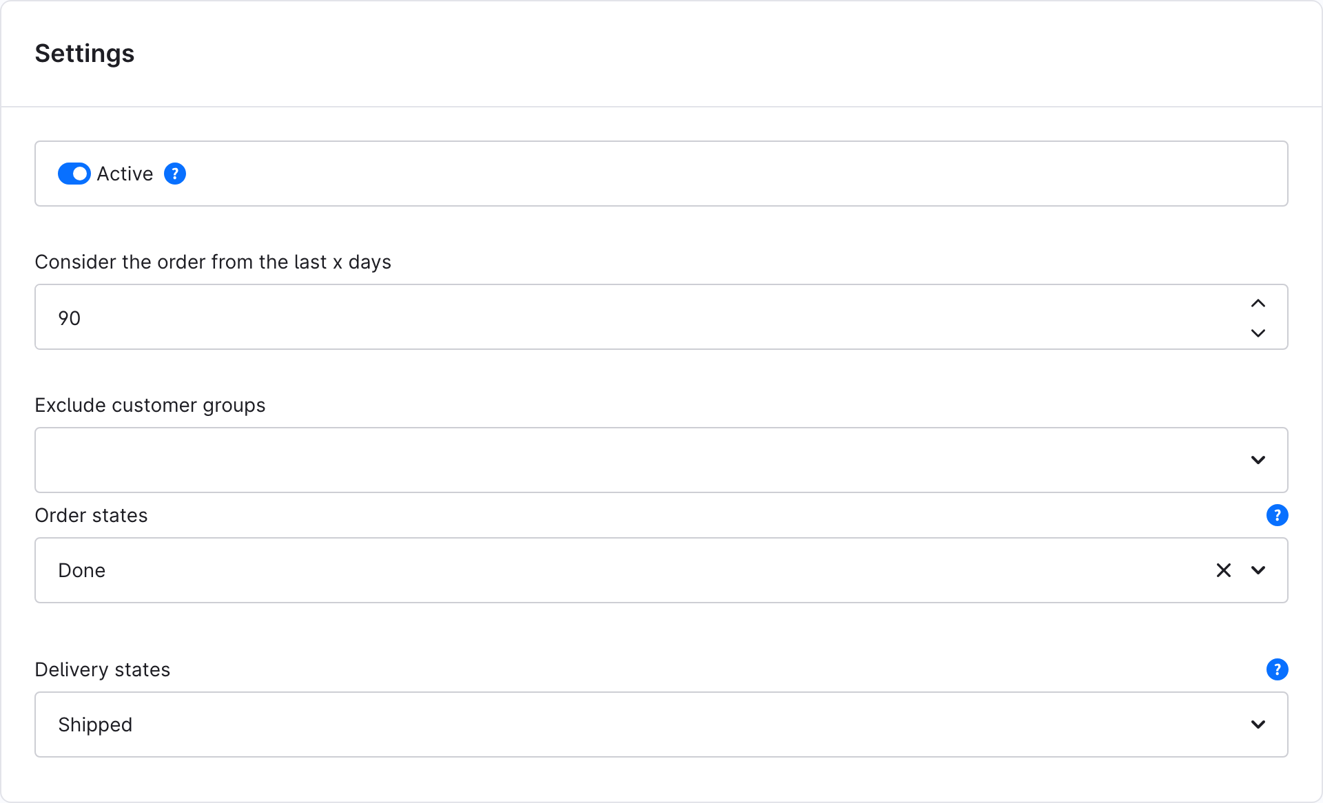 General settings