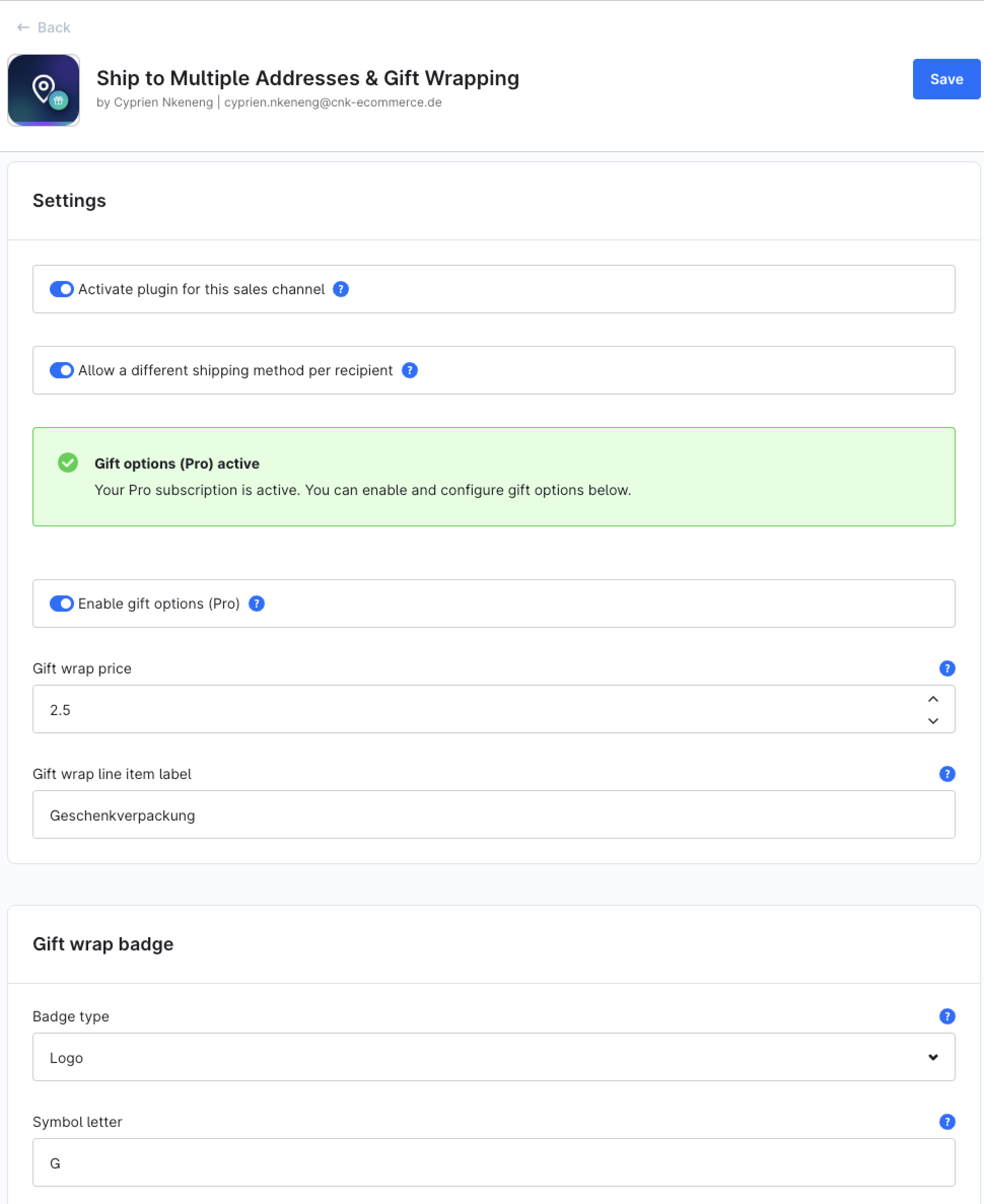 Plugin configuration per sales channel